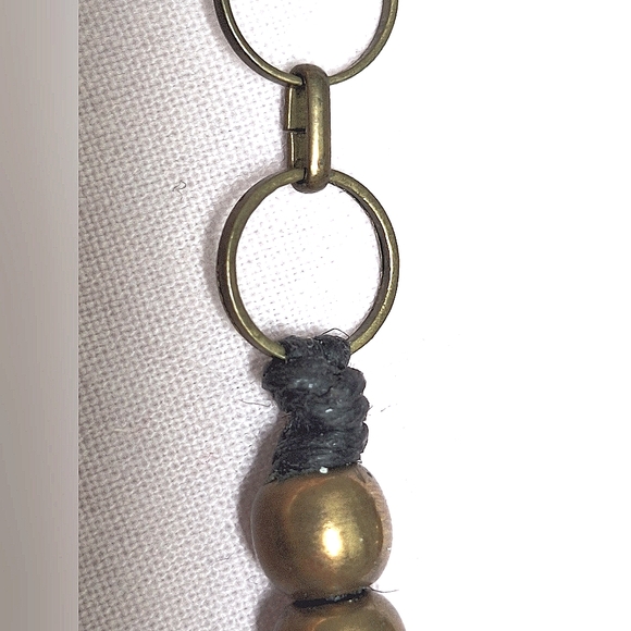 VINTAGE | Brass/Gold Beads, Leather & Brass Loop Chain, Horseshoe Pendant - Picture 10 of 16